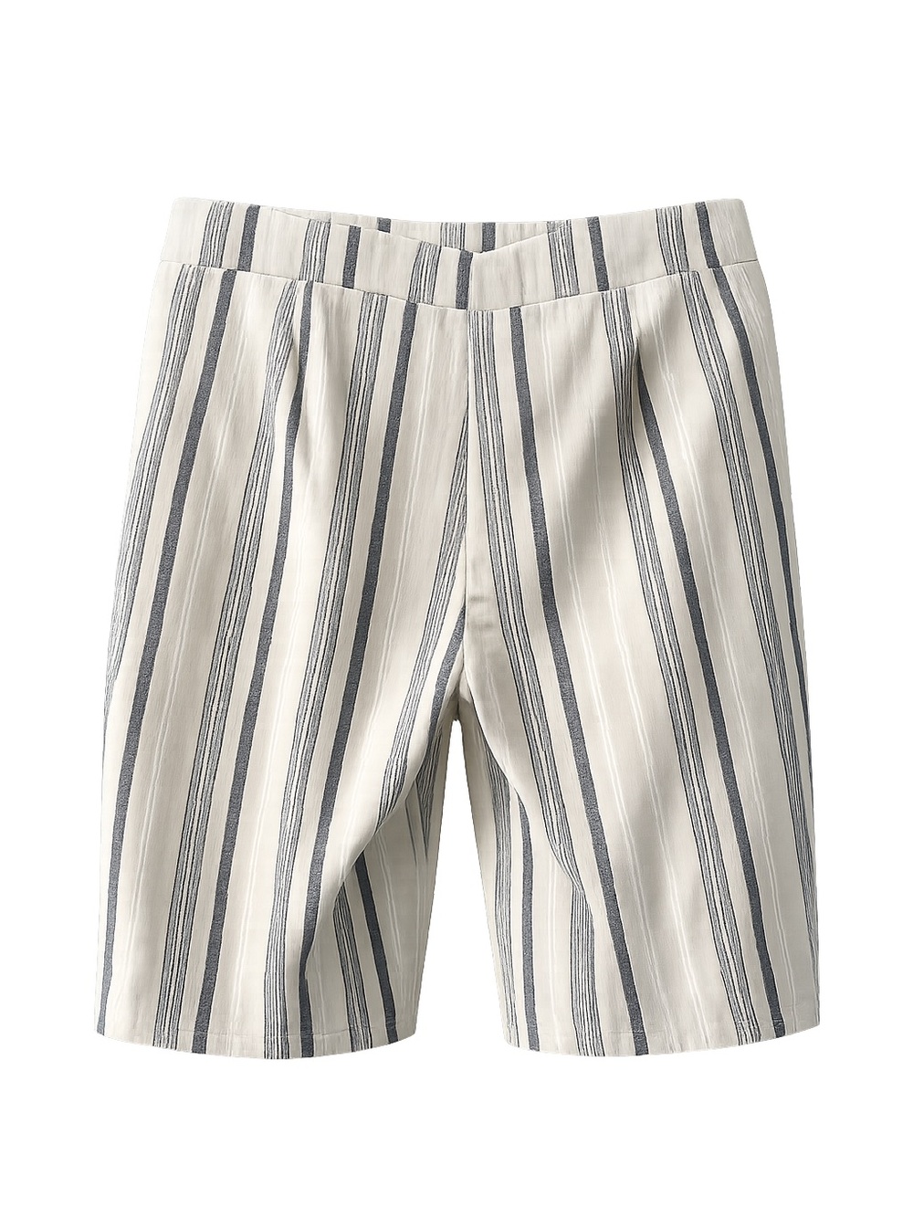 Striped Cotton-Blend women’s Bermuda Shorts in Cream and Gray - Picture 2 of 3